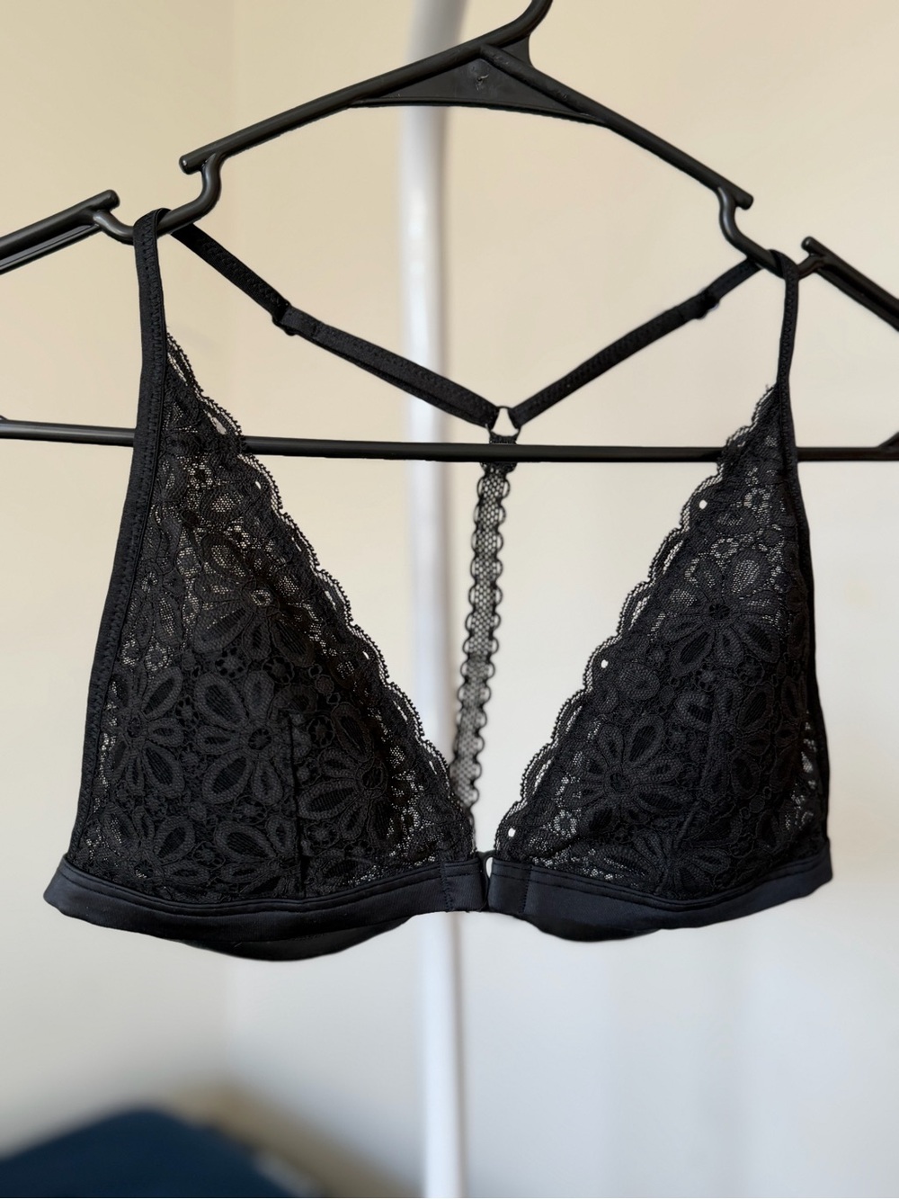 Victoria's Secret Black Floral Lace Bralette with Decorative Back